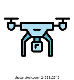 Cinema drone icon outline vector. Aerial camera. Spy control color flat