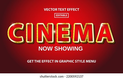 Cinema editable text effect template - 3D lettering in vintage cinema signboard style glowing with lights