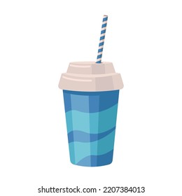 Cinema element. Glass with a drink and a straw. Vector illustration for cinema theater, film industry, show, movie making concept