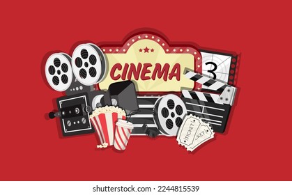 Cinema elements icon. Vector illustration for cinema concept