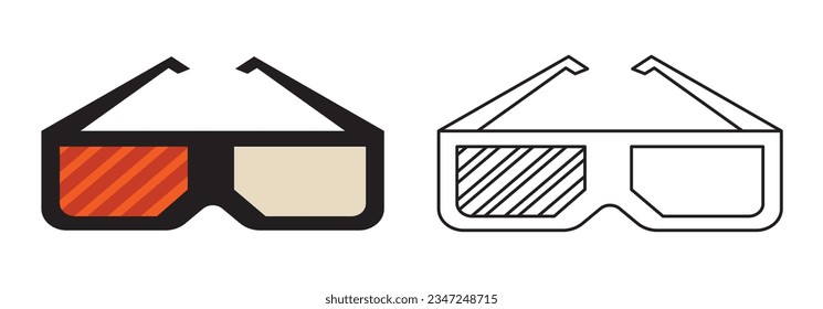 Cinema elements set. Tickets, popcorn bucket, 3D glasses, clapperboard, montage tape, video camera, director chair. Vector illustration for cinema theater, film, show, movie making concept isolated