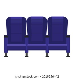 Cinema empty comfortable chairs. Blue armchairs. Flat design.