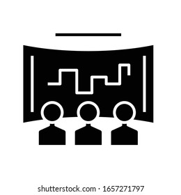 Cinema entertaiment black icon, concept illustration, vector flat symbol, glyph sign.