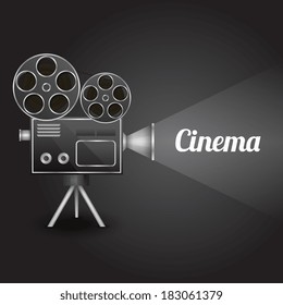 Modelo de layout de cartaz de conceito de entretenimento de cinema com ilustração vetorial de projetor de câmera retro