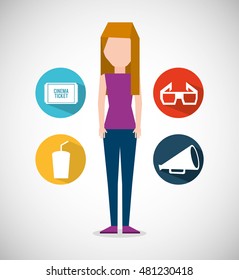 cinema entertainment flat icon vector illustration design