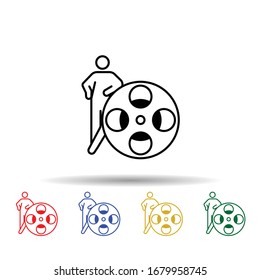 Cinema, entertainment multi color icon. Simple thin line, outline vector of conceptual figures icons for ui and ux, website or mobile application