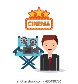 cinema entertainment set flat icons vector illustration design