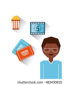 cinema entertainment set flat icons vector illustration design