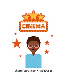 cinema entertainment set flat icons vector illustration design