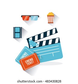 cinema entertainment set flat icons vector illustration design