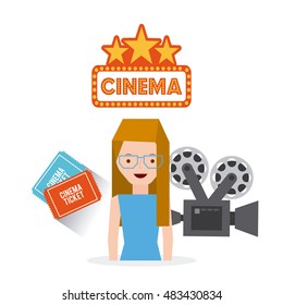 cinema entertainment set flat icons vector illustration design
