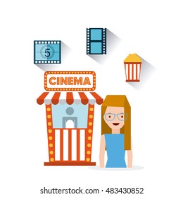 cinema entertainment set flat icons vector illustration design