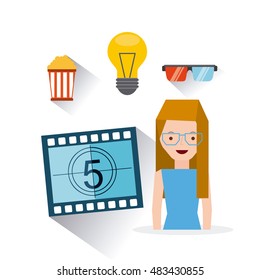 cinema entertainment set flat icons vector illustration design