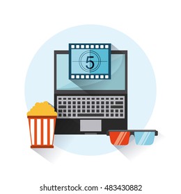 cinema entertainment set flat icons vector illustration design