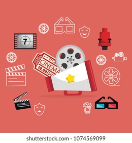 cinema entertainment set icons
