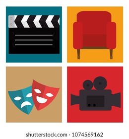 cinema entertainment set icons