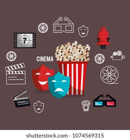 cinema entertainment set icons