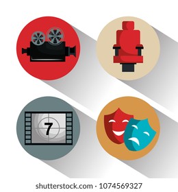 cinema entertainment set icons
