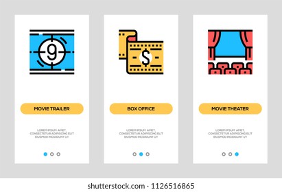 Cinema, Entertainment, Video Production Banners. Movie Trailer, Box Office, Movie Theater Vertical Cards. Vector Concept For Web Graphics.