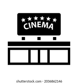 Cinema Entrance Icon. Black Stencil Design. Vector Illustration.