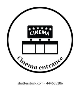 Cinema entrance icon. Thin circle design. Vector illustration.