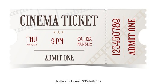 Cinema entry ticket in old style. Admit one