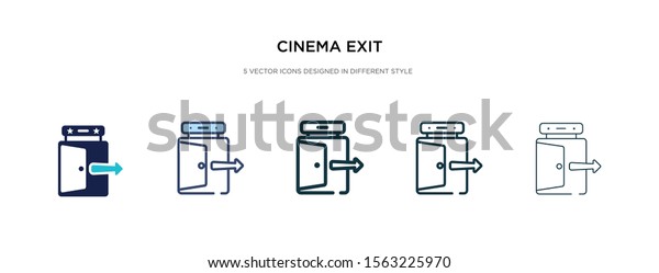 cinema\
exit icon in different style vector illustration. two colored and\
black cinema exit vector icons designed in filled, outline, line\
and stroke style can be used for web, mobile,\
ui