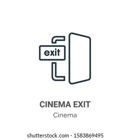 Cinema exit outline vector icon. Thin line black cinema exit icon, flat vector simple element illustration from editable cinema concept isolated on white background