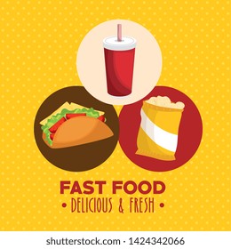 cinema fast food combo vector illustration graphic design