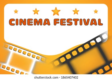 Cinema festival. Film background with orange star frame. Banner, poster, template. The margins for the text. Vector illustration.