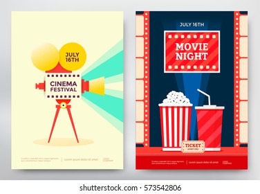 Cinema Festival And Movie Night Poster Template. Vector Illustration