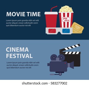 Cinema Festival And Movie Time Banner