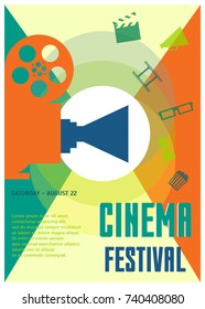 Cinema Festival Placard Poster Flyer Template Stock Vector (Royalty ...