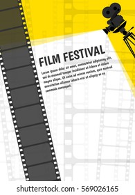 Cinema festival poster or flyer template for your design. Vector illustration