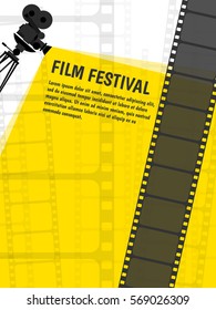 Cinema festival poster or flyer template for your design. Vector illustration