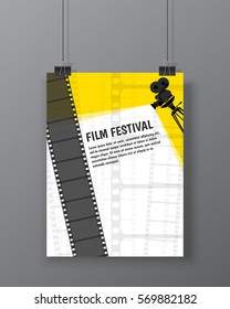 Cinema Festival Poster Or Flyer Template For Your Design. Vector Illustration