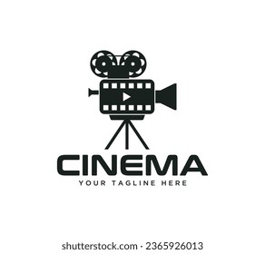 Cinema Film Camera logo design on white background, Vector illustration.