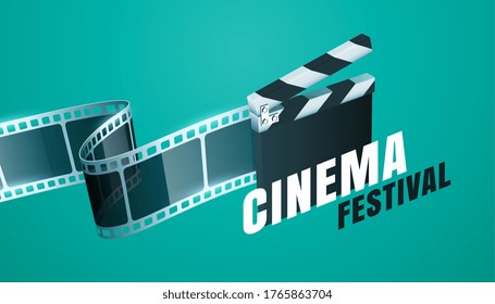 cinema film festival background with open clapper board design