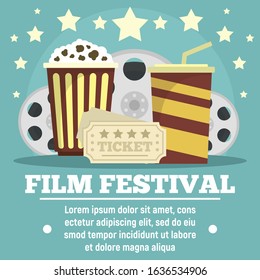 Cinema film festival concept banner. Flat illustration of cinema film festival vector concept banner for web design