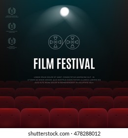 Cinema, Film Festival Vector Abstract Poster, Background. Banners For The Cinematograph Festival Illustration