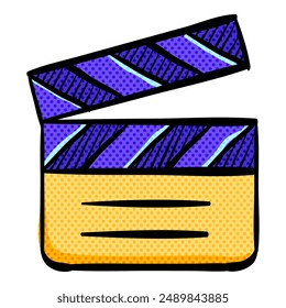 Cinema film halftone icon hand drawn color vector illustration