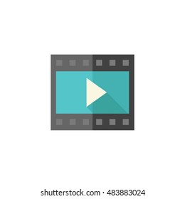 Cinema film icon in flat color style. Computer data movie streaming online download