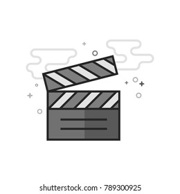 Cinema film icon in flat outlined grayscale style. Vector illustration.