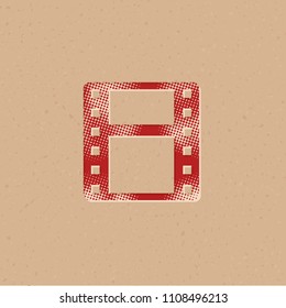 Cinema film icon in halftone style. Grunge background vector illustration.