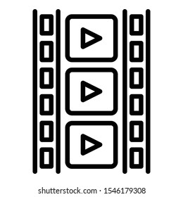 Cinema film icon. Outline cinema film vector icon for web design isolated on white background