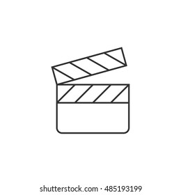 Cinema film icon in thin outline style. Symbol records take start
