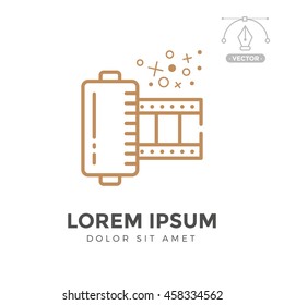 Cinema film linear icon. Vector template logo elements.