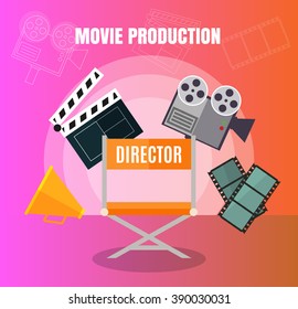 Cinema Film Making Movie Production Stuff Stock Vector (Royalty Free ...