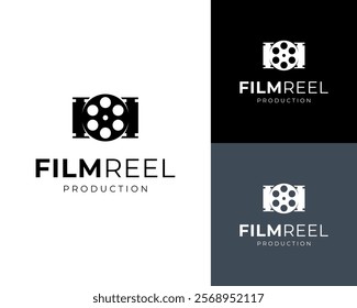 Cinema Film Movie Theater Filmstrip Motion Picture Production Vector Logo Design Illustration