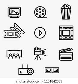 Cinema, film and movie vector icon set
